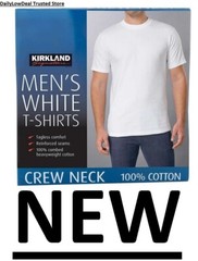 Kirkland Men’s White 100% Cotton Crew Neck T-shirt FREE SHIPPING! 2 OR 6 PACK
