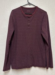 Patagonia Men’s Burgandy Stripes Long Sleeve Henley Shirt Organic Cotton Sz M