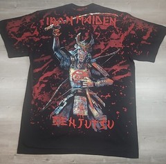 Iron Maiden tshirt All Over Print Eddie the Head Samurai Modern Boot Cut Tag