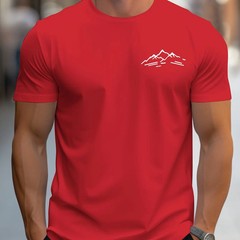 Men Summer 100% Cotton Mountain Pattern Casual Loose Plus Size T-Shirt