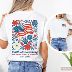 Comfort Colors Boho Floral American Flag Shirt 250th Anniversary 4thOf July Gift