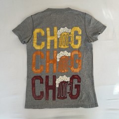Abercrombie & Fitch Muscle Fit Gray V-Neck Short Sleeve Cotton Beer Graphic S