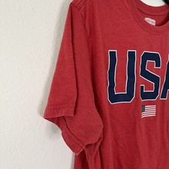 USA Letter Print with Flag Men’s 2XL Red State of Mine T- Shirt