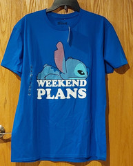 NWT Men’s Disney Stitch Weekend Plans Graphic T-Shirt Large Blue -5364