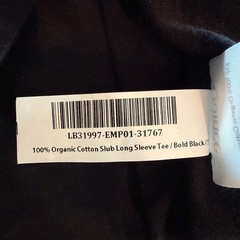 Quince Long Sleeve T Shirt 100% Organic Cotton Slub Basic Trip Black Small NWOT