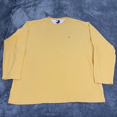 Tommy Hilfiger Men’s Vintage 90s Waffle Knit Long Sleeve Thermal Shirt Yellow XL