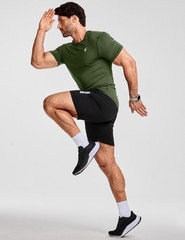 Mens Summer Short Sleeve T-Shirt Muscle Slim Fitted Henley Shirt Crewneck Lon…