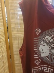 Launder Mens Shirt Size XL Red White Indian Diamonds Hooded Pull On Sleeveless
