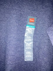 Hanes Mens Navy Blue Crewneck Thermal Long Sleeve Shirt Size 2X (50-52) NWT