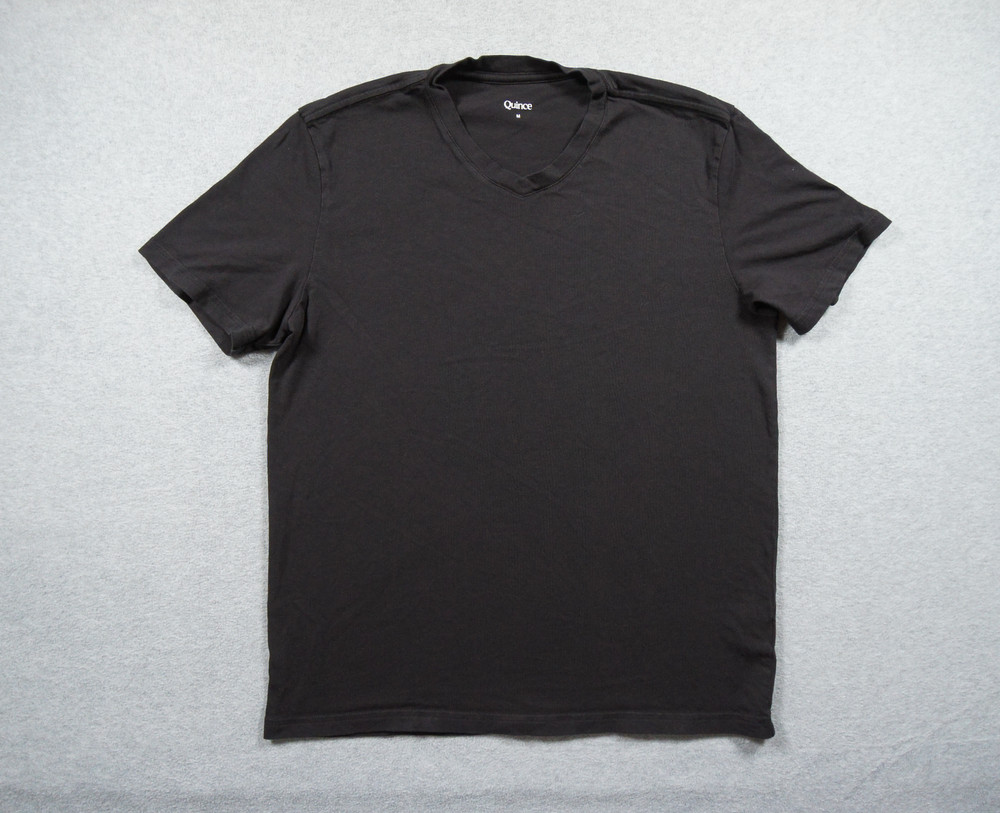 Quince Shirt Mens Medium Black Vneck Tee Short Sleeve Preppy Casual Adult
