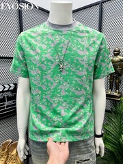 Men Camouflage Tie Dye Cotton Crew Neck T-Shirt Short Sleeve Casual Summer Tee