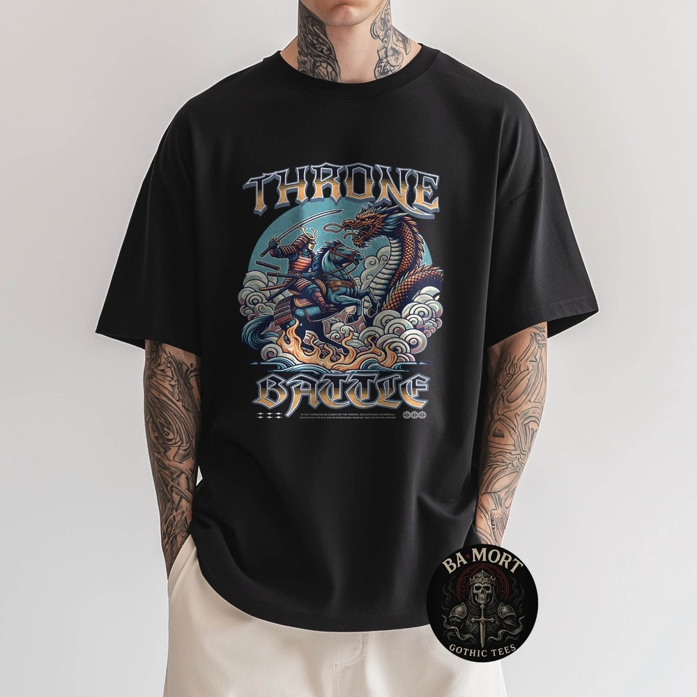 Throne Battle Samurai Dragon Japanese Art T-Shirt