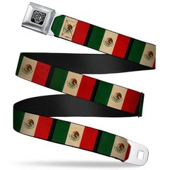 Seatbelt Belt – Mexico Flag Distressed – 1.0″ Wide – 20-36 Inches in Length