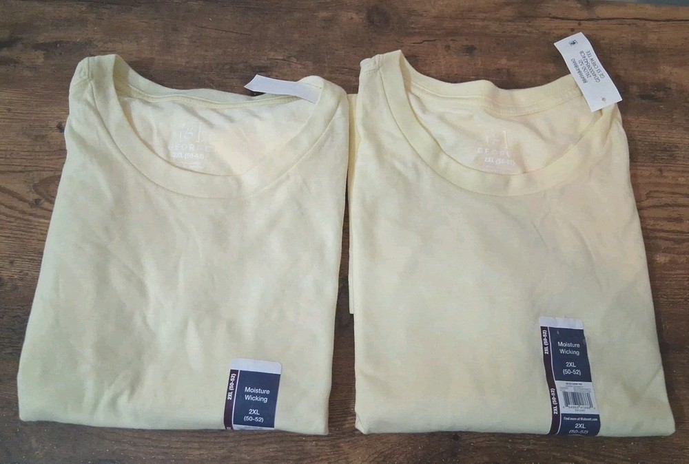 Mens George Size 2XL 50-52 Crew Neck Short Sleeve Tee Shirt Lot Of 2 NWT