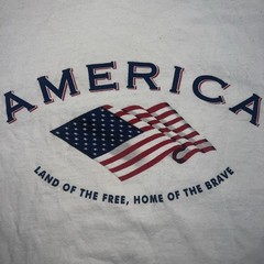 PBX Basics America Land of the Free Home of the Brave White T-Shirt Size S Flaw!