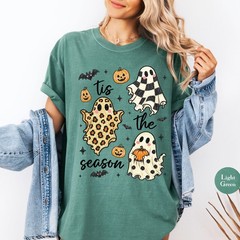 Vintage Halloween Ghost Shirt Tis The Season Retro Spooky Fall Women Unisex Tee
