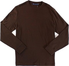 New JA John Ashford Mens Brown Crew Neck Long Sleeve T Shirt Tee M