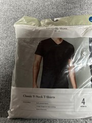 Goodfellow & Co Men’s Classic V-Neck T-Shirts 4-Pack Black Size L 42/44