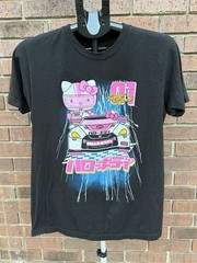 Hello Kitty Tokyo Speed Racing Tee Black T Shirt Size Medium Pink Racer EUC