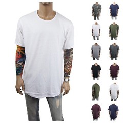New Mens T-Shirt Long Extended Fashion Lightweight Tee Casual Hipster Crew Neck