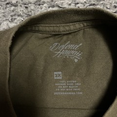 Defend Hawaii Shirt Adult 2XL XXL Army Green Short Sleeve Hawaiian Helmet Casual