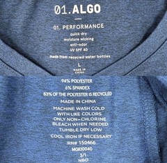 01 Algo Performance Shirt Men’s Large Blue Quick Dry Moisture Wicking Anti Odor
