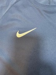 Nike Men’s Navy Blue Dri-FIT Short Sleeve T-Shirt White Swoosh Logo Size L