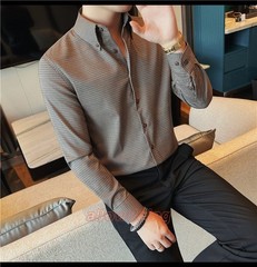 Men’s Long Sleeved Shirt Spring Fashion Slim Fit Business Casual Shirt Tops