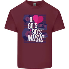 I Love 80s 90s Music Pop Rock Acid House Mens Cotton T-Shirt Tee Top
