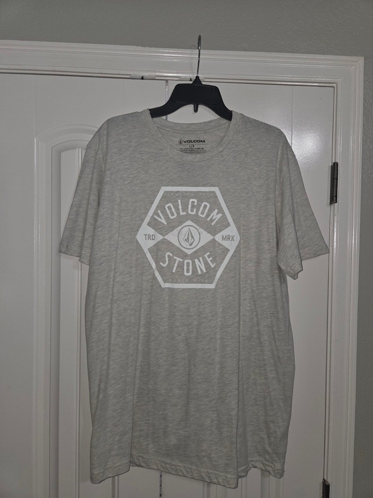 Volcom Stone Graphic T Shirt Mens Large Gray Heather Short Sleeve Skate Surf