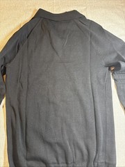 Pure Cotton Knitted Open Collar Long Sleeve Black Small-Brand Tailored Athlete