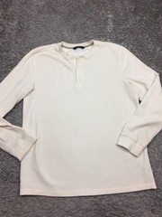 Members Mark Thermal Henley Shirt Mens Size XL Off White Long Sleeve Cotton