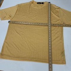 Dámante Shirt Mens XL Yellow Ribbed Vertical Stripe Short Sleeve Crewneck Knit