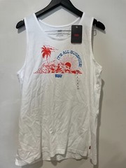 NWT Levi’s 100% Cotton Sleeveless Round Neck Graphic Tank Top White Mens