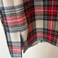 Vintage handmade wool Red, white, and black plaid button-up shirt with pockets