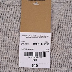 The Foundry Supply Co Thermal Shirt Mens 5XL 100% Cotton Oatmeal Waffle Knit