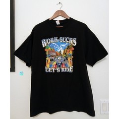 Hot Leathers Unisex Biker T-Shirt Work Sucks Lets Ride Graphic Motorcycle SZ XL