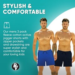 BROOKLYN VERTICAL Mens 3 Pack Fleece Cotton Active Jogger Small, Combo B