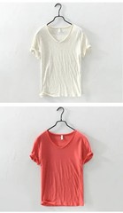 2026 New Mens T Shirt Pure Color V Collar Short Sleeved Tops Tees Men T-Shirt.