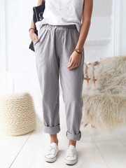 Women’s Straight Pants Elastic Waist Casual Trousers Pants with Pockets Dark …