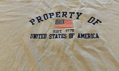 Old Varsity Brand Men’s Beige Property Of The USA Flag Graphic Tee XL