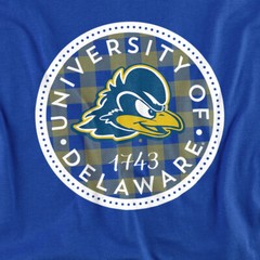 University of Delaware Adult T-Shirt Plaid Badge, Royal Blue, S-5XL