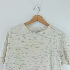 White Marbled Slub T Shirt Mens MEDIUM Space Dye Earthy Casual Prep BELLFIELD
