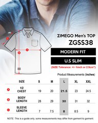 ZIMEGO Mens V-Neck Polo Shirt – Short Sleeve Vintage Button Henley With Pocket