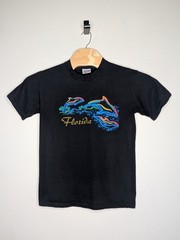 Vintage Florida Dolphins T Shirt Medium Tect Black Neon Water Single Stitch USA