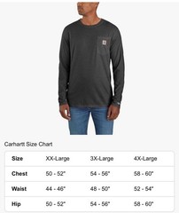 Carhartt Force Relaxed Fit Long Sleeve Pocket T- Shirt Carbon/Size 3XL TK4617-M