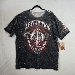 Affliction Reversible T Shirt Mens 3XL Distressed Y2K Gray Black Red Grunge NWT