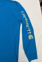Carhartt Mens M Loose Fit Long Sleeve T-Shirt Blue Sleeve Logo K231 Workwear