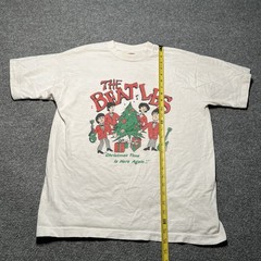 Vintage The Beatles T Shirt Adult Large White Cartoon Christmas Promo USA 90s
