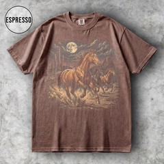 Wild Horses Western Cowboy Ranch Animal Farm Vintage Style Comfort Tee